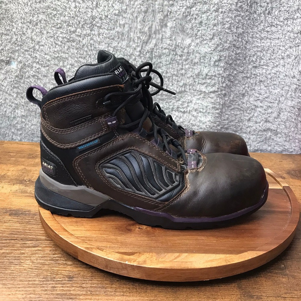 Ariat Rebar Flex 6" Waterproof Carbon Toe Work Boot Womens 8.5B Brown Leather‎